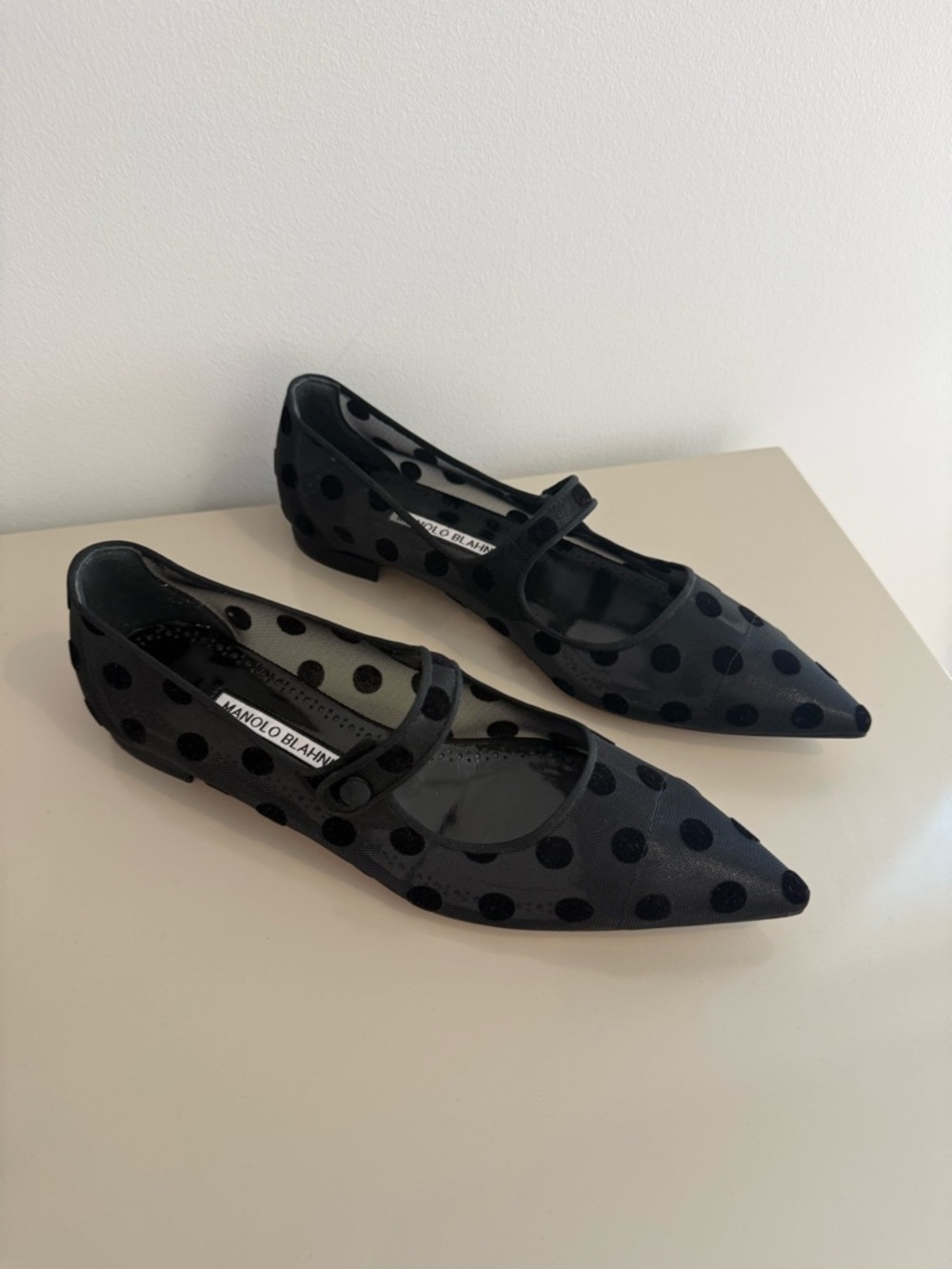 NIB Manolo Blahnik Campari Polka Dot Ballet Flats - Black - Picture 9 of 9